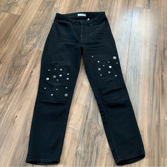 Sandro paris Rudie black studded high waist jeans size 36 - Picture 4 of 9